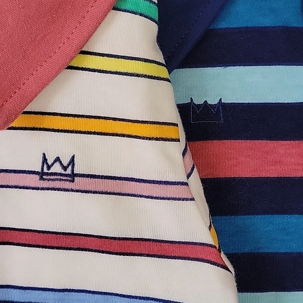 Crown & Ivy Baby Boys 12M Striped Polo Romper 2-Pack Blue Rose TCBM065‎ NEW